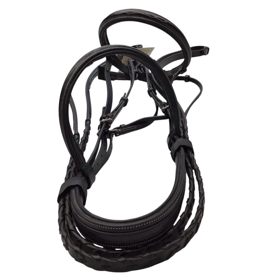KL Select Oversized Fancy Stitch Bridle New; With Matching Laced Reins - H