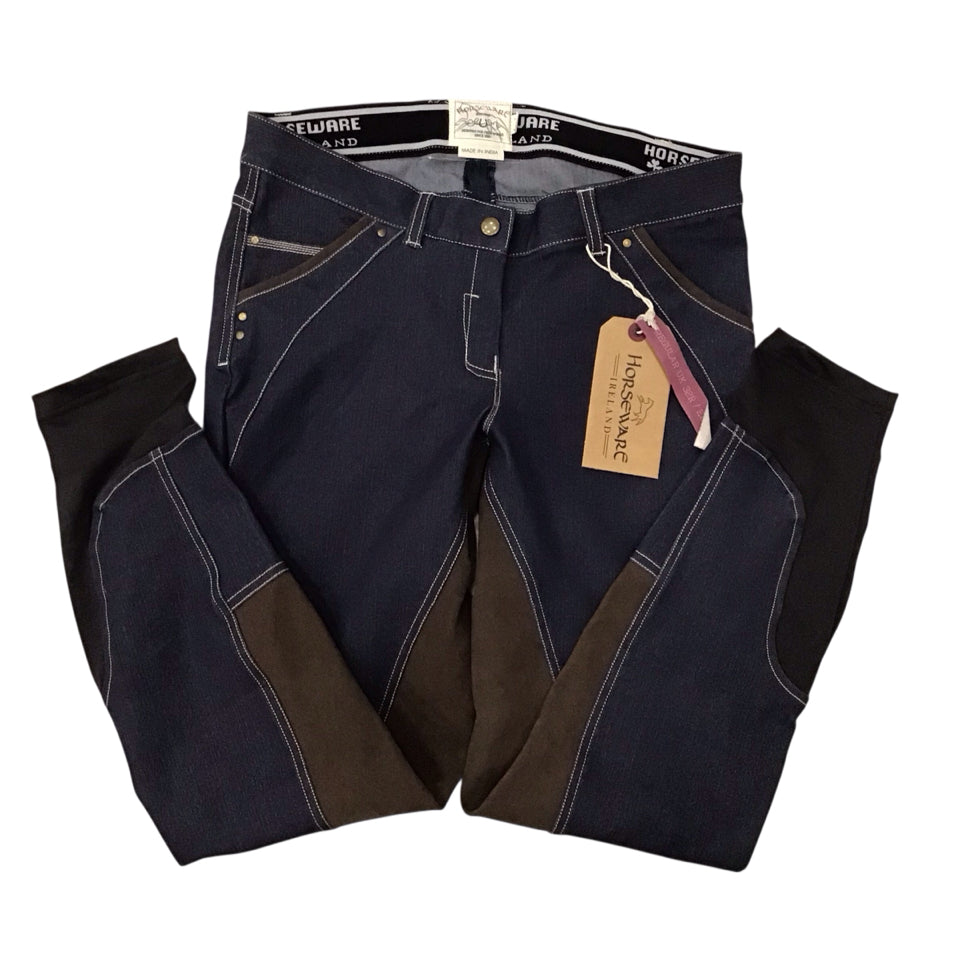 Horseware Women's 32 Full Seat Denim Schoolin Breech New - H