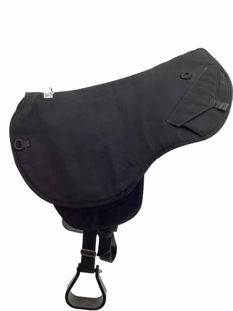 17" Cashel used endurance saddle black treeless with pad and stirrups B