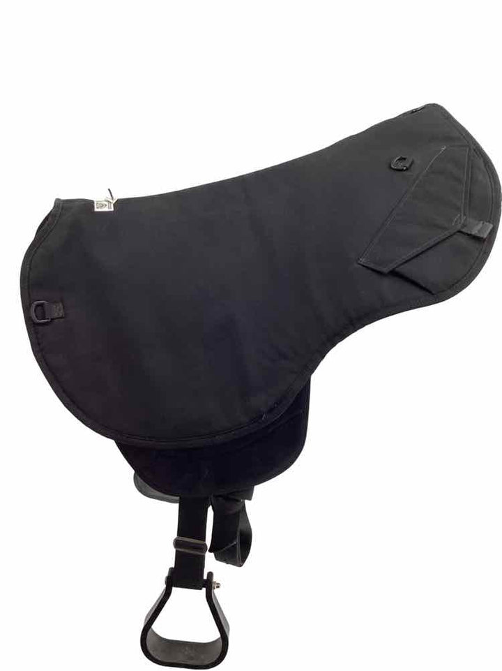17" Cashel used endurance saddle black treeless with pad and stirrups B