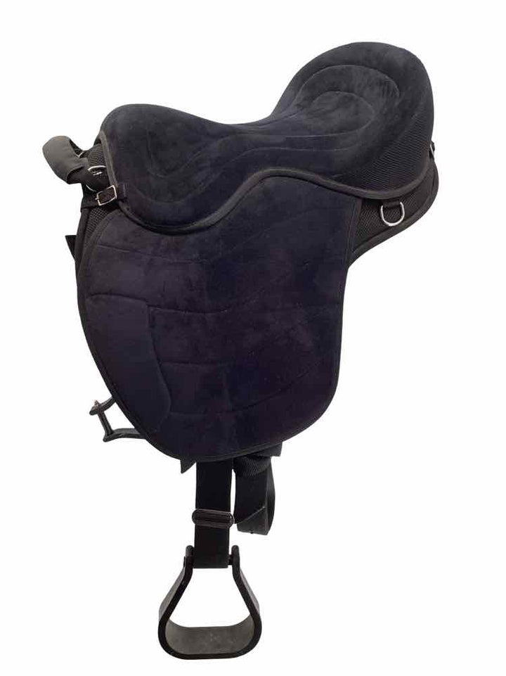 17" Cashel used endurance saddle black treeless with pad and stirrups B