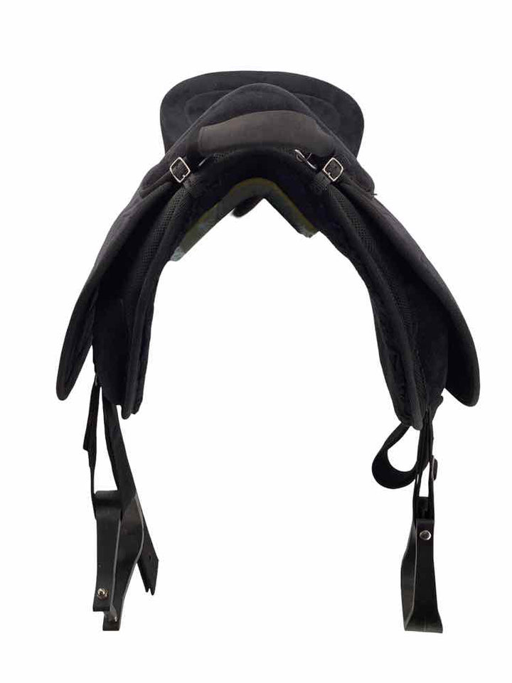 17" Cashel used endurance saddle black treeless with pad and stirrups B