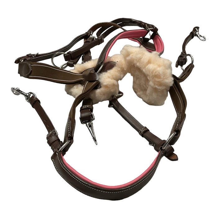 Cob 5 Point Padded Breastplate w/ Elastic & Running Martingale Brown/Pink Used