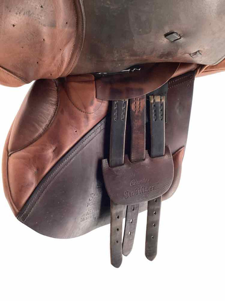 17" County used close contact saddle has seat repair wool flocked  B