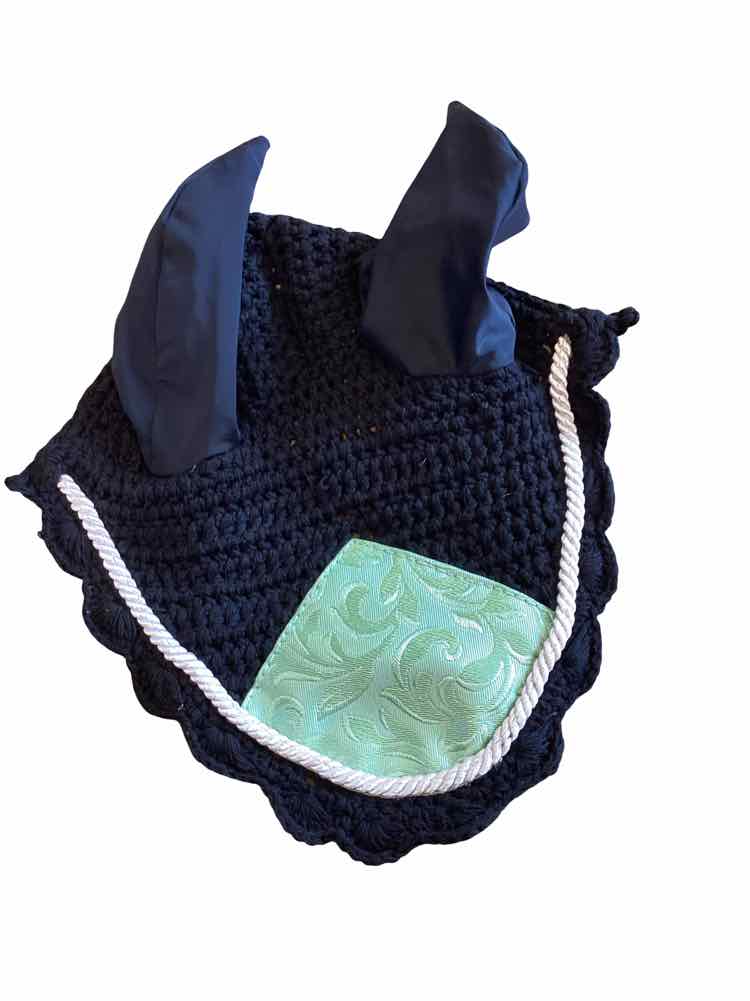 Black with green pony fly bonnet used B