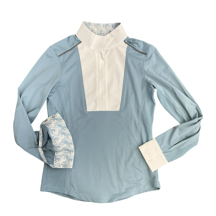 Chestnut Bay Child Medium SkyCool Liberty Youth Show Shirt Sky Blue New - H