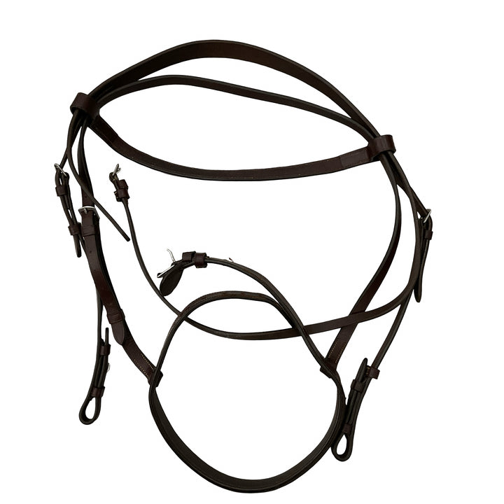 Huntley Equestrian F Classic F.S. Wide Noseband Bridle w/ Laced Reins Brown Used
