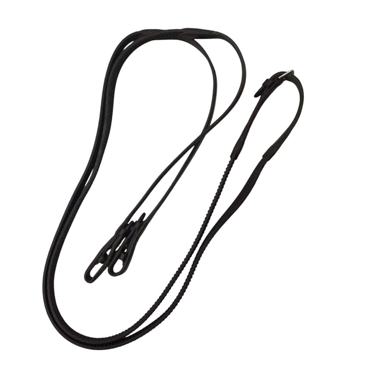 Red Barn Full Size Black Pebble Grip Reins Used - H