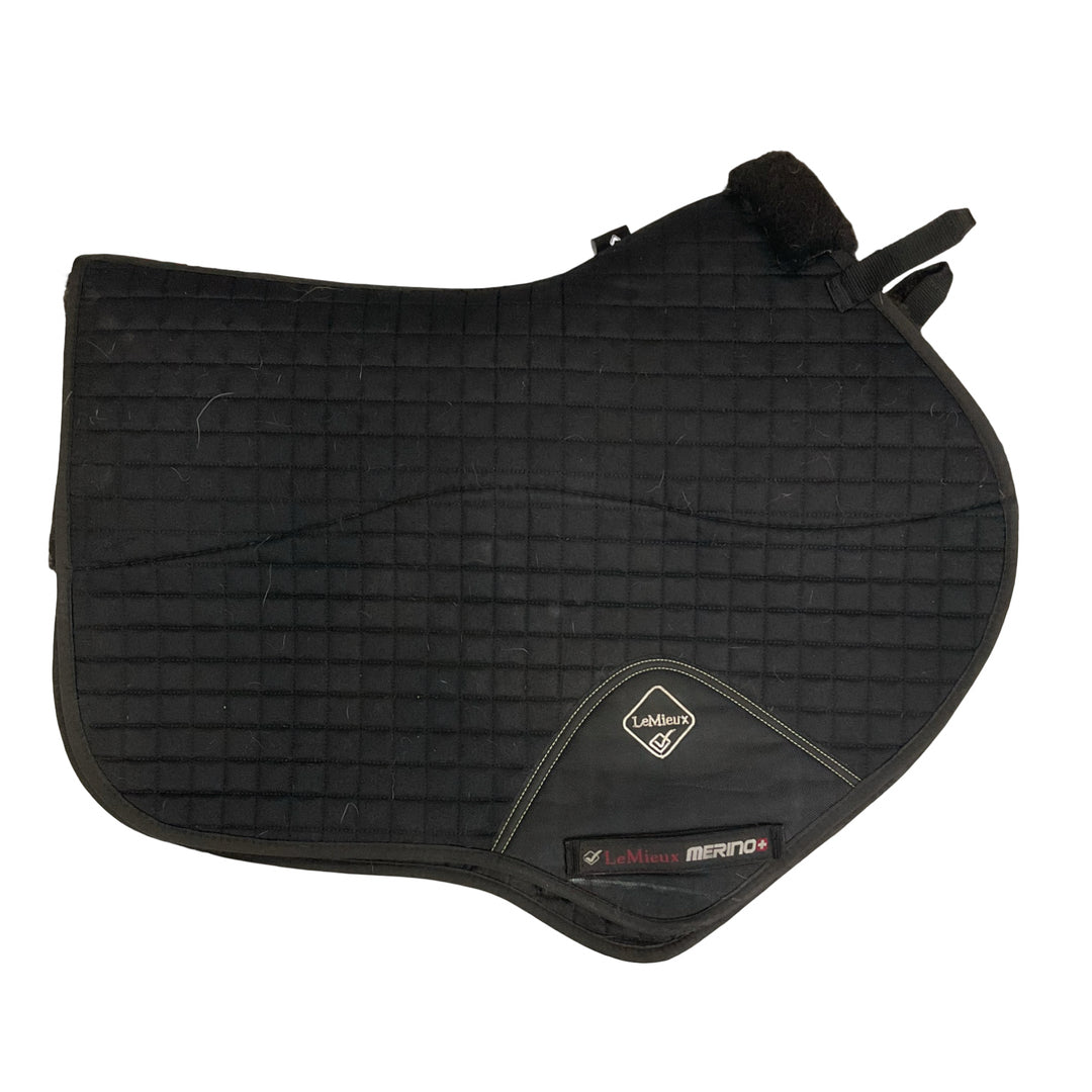 LeMieux Merino+ Half Lined Suede EuroJump Square Black/Black Saddle Pad Used