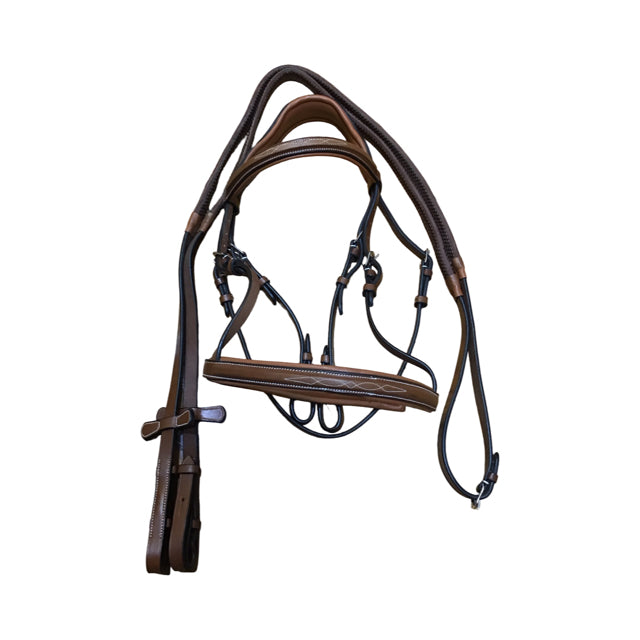 ROYAL Monocrown Fancy Stitched Bridle w/Rubber Reins USED B