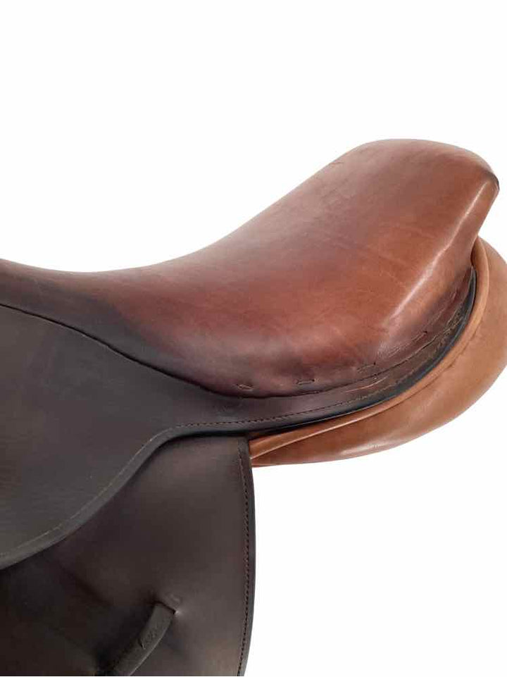 17" County used close contact saddle has seat repair wool flocked  B