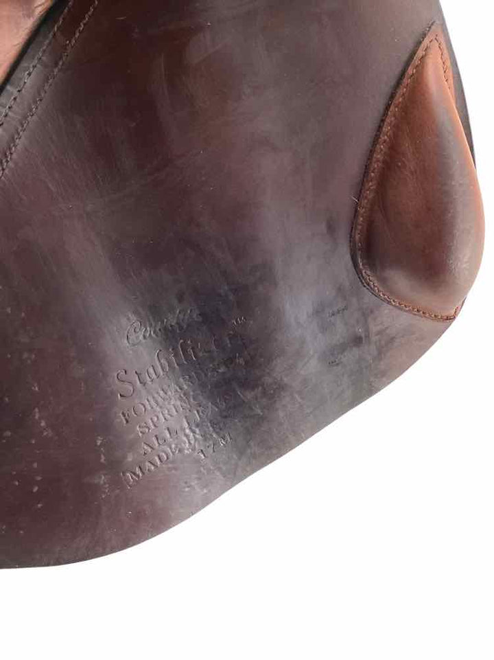 17" County used close contact saddle has seat repair wool flocked  B