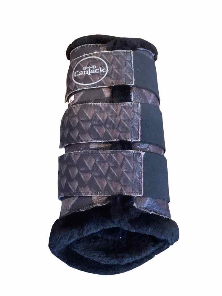 Black dragon print large fleece brush boots B