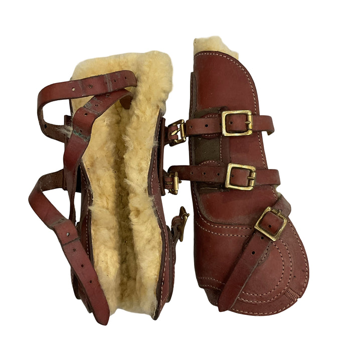 Pessoa Fleece Lined Leather Open Front Boot Brown Used