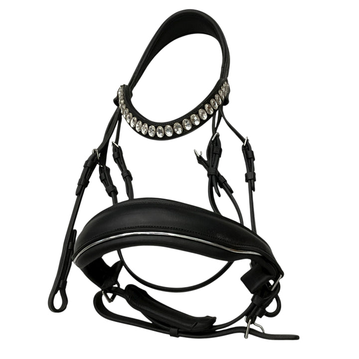 Lumiere Cob Bling Dressage Bridle w/ Padded Noseband Black- H