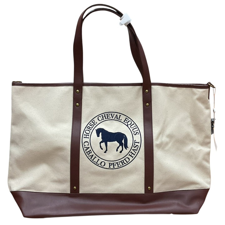 Vanner House Trotting Horse Tote Bag Tan/Brown New - H
