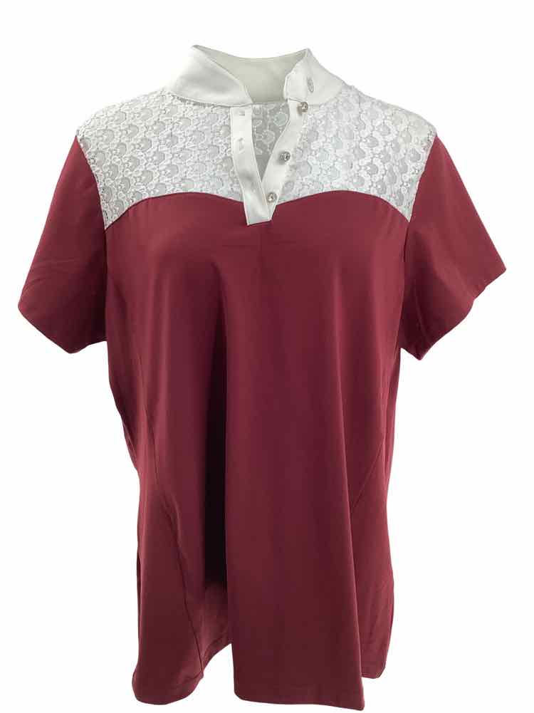 EQUESTRIAN STOCKHOLM new ladies maroon/ white show shirt B