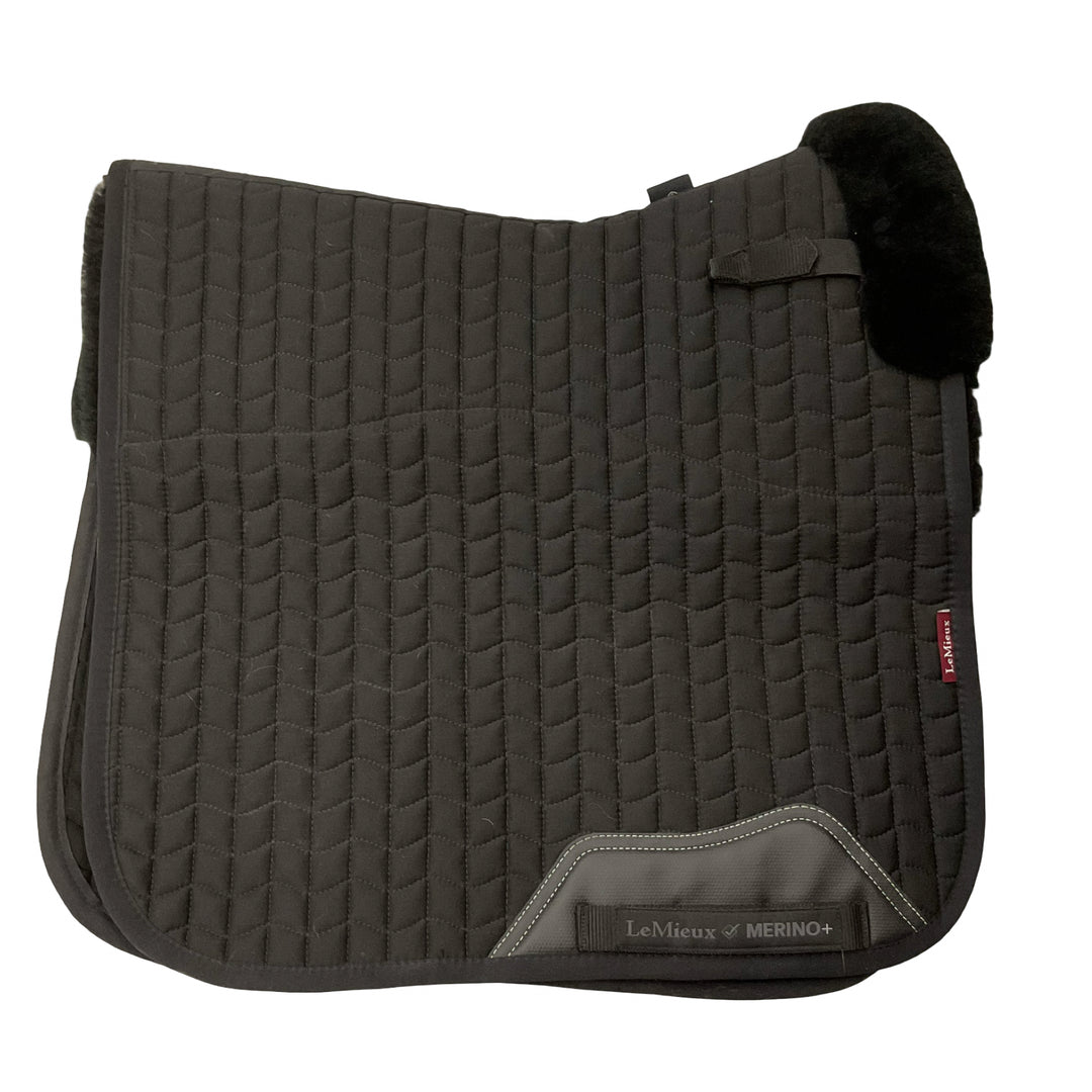 LeMieux Sm/Md Merino + Half Lined Square Dressage Saddle Pad Black/Black Used