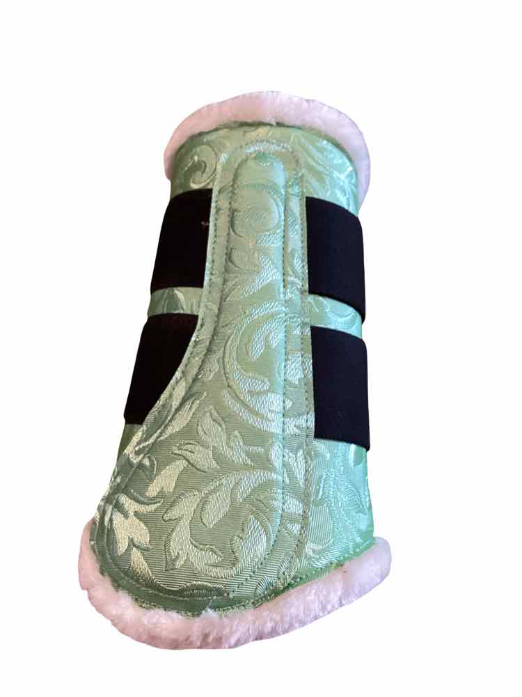 Custom pony green flower print brush boots with fleece B