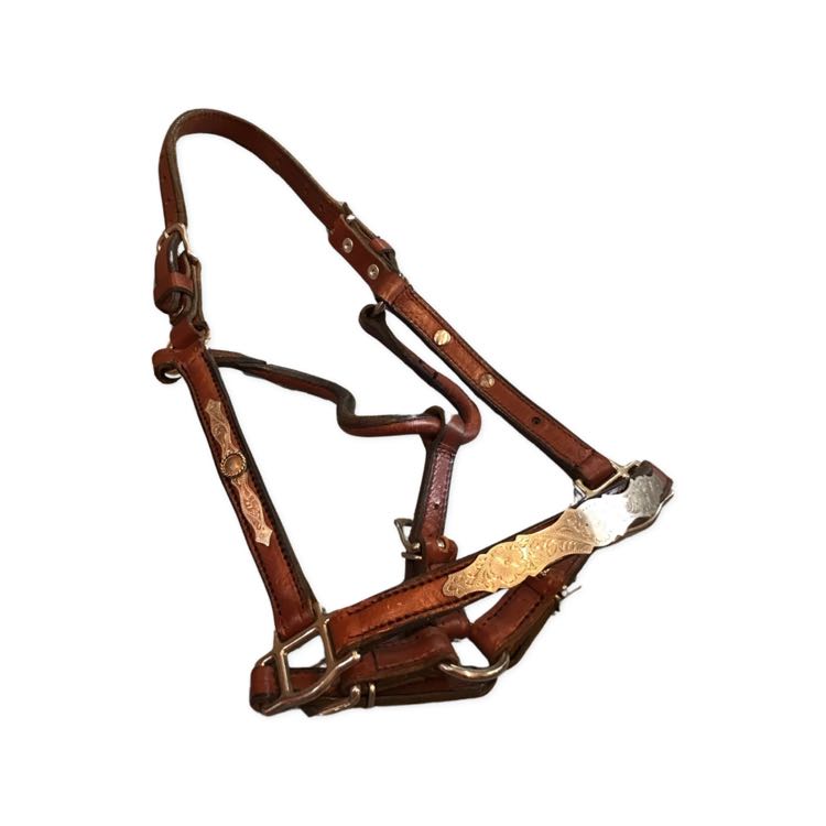 Yearling /large pony halter brown leather silver western B