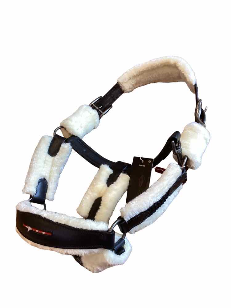 ANIMO new black pony leather fleece halter
