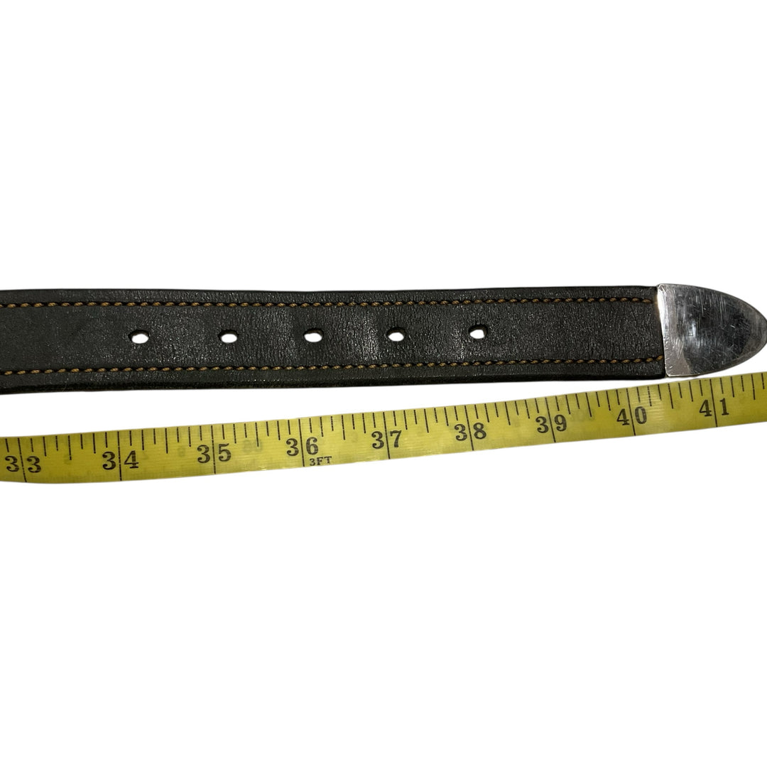 Black Soft Leather Large Belt Used - H