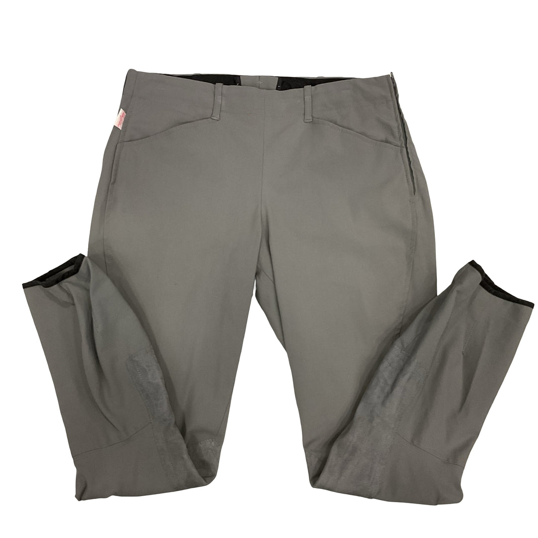 Tailored Sportsman Women's 30 Side Zip Knee Patch Schooling Breech Grey Used