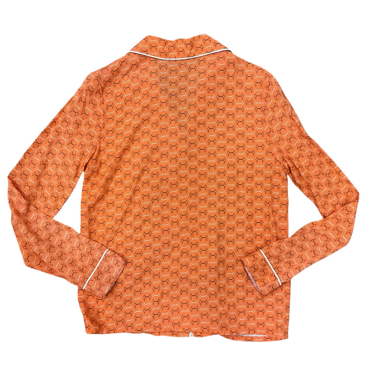 Equisite Women's Small Layla Pajama Top Orange Bit Print New - H