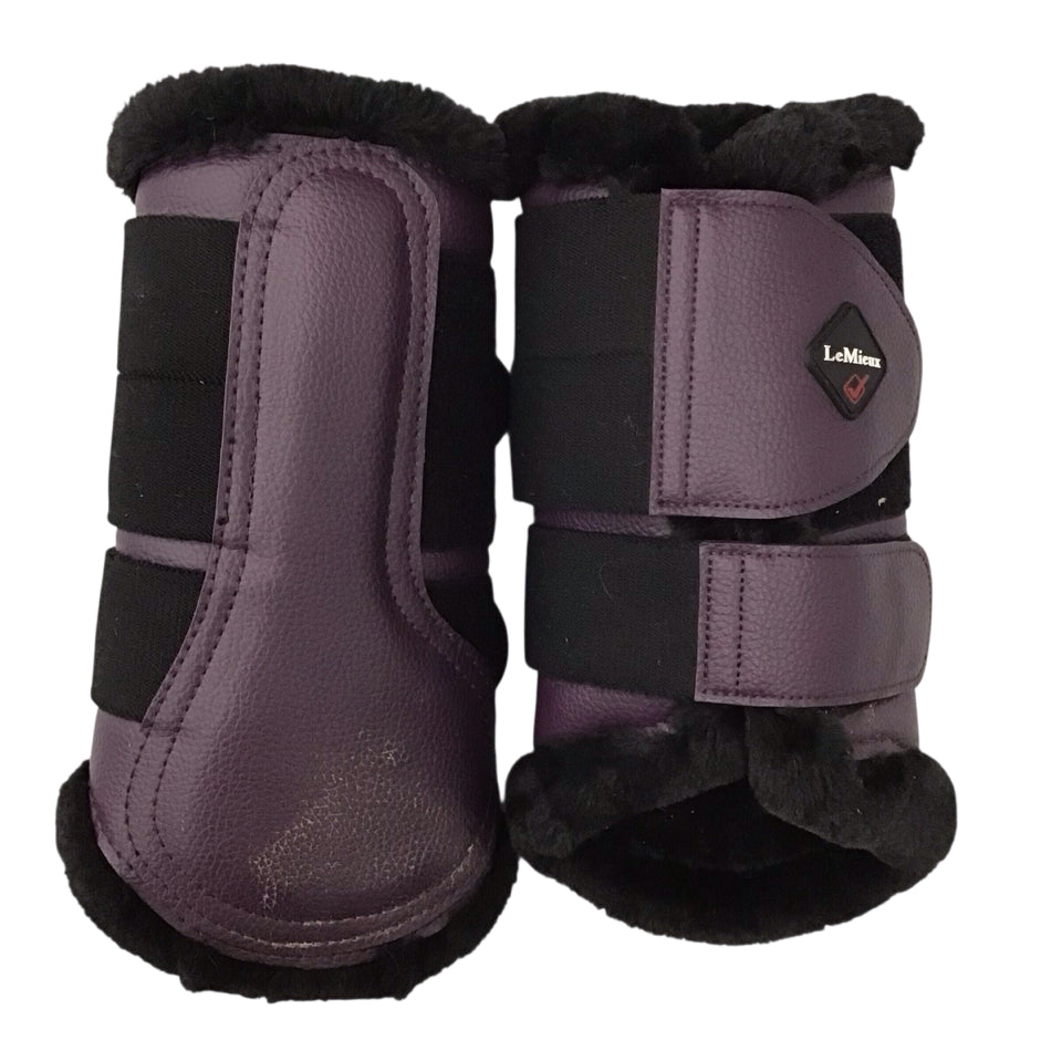 LeMieux Fleece Lined Brushing Boot Black Currant Large Used - H