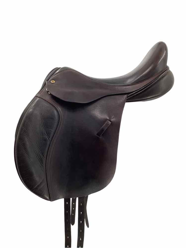 17.5" Black country used dark brown dressage saddle MW tree very soft leather wo