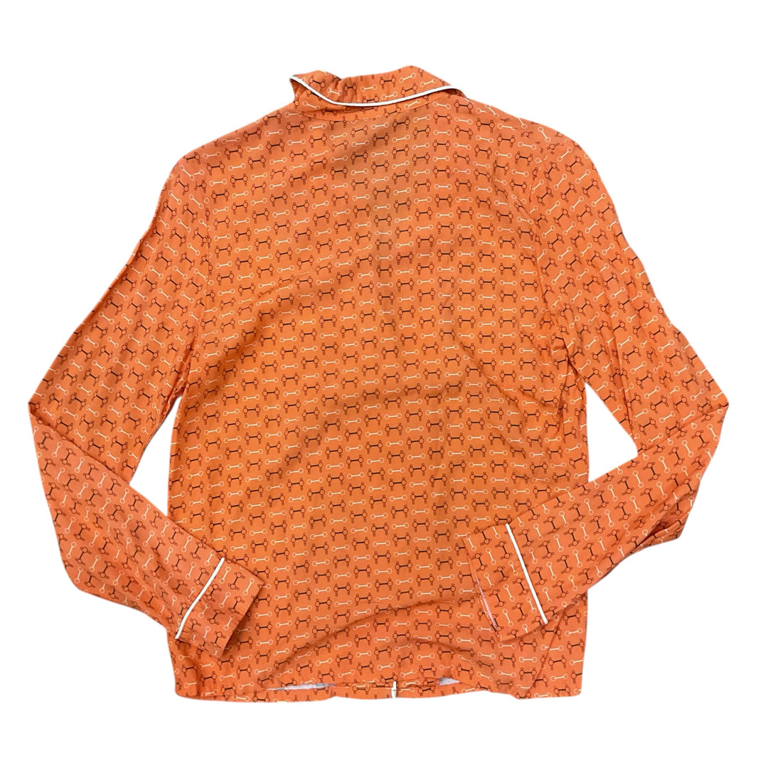 Equisite Women's XS Layla Pajama Top Orange Bit Print New - H