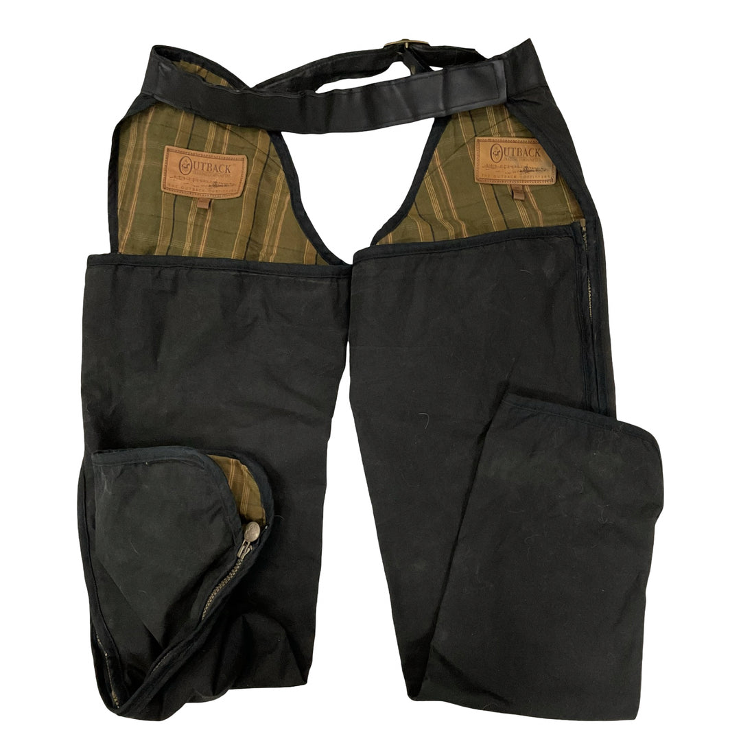 Outback Women's Small Oilskin Chaps Black Used