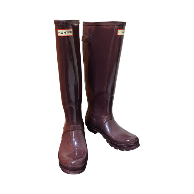 HUNTER 8 Gloss Tall Rain Boots USED B