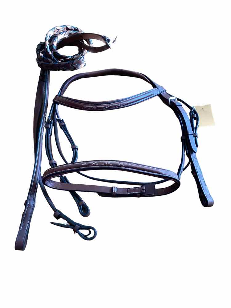 ADT new brown padded cob bridle with reins