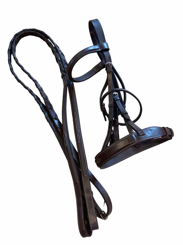 KL SELECT Black Oak Fancy Stitched Bridle w/Reins USED B