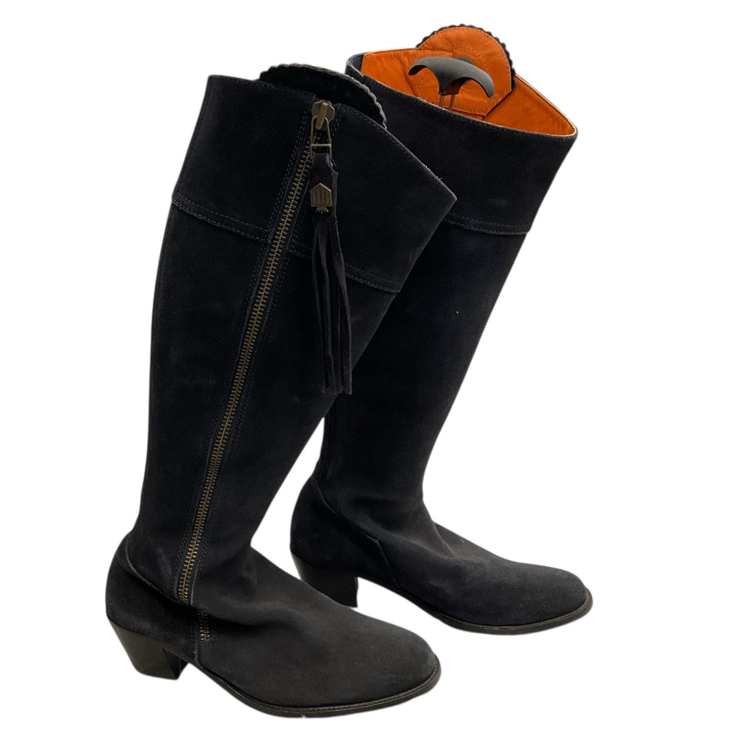 Fairfax & Favor Women's 42 Regina Heeled Knee High Suede Boot Navy Used - H