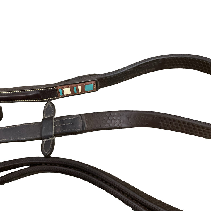 Voltaire Fancy Stitch Rubber Reins Brown Used - H