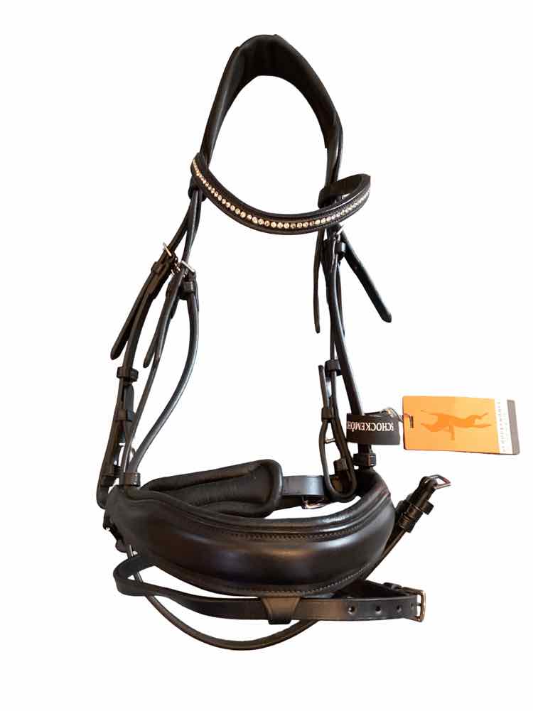 NEW black flash dressage padded bridle Cob size B