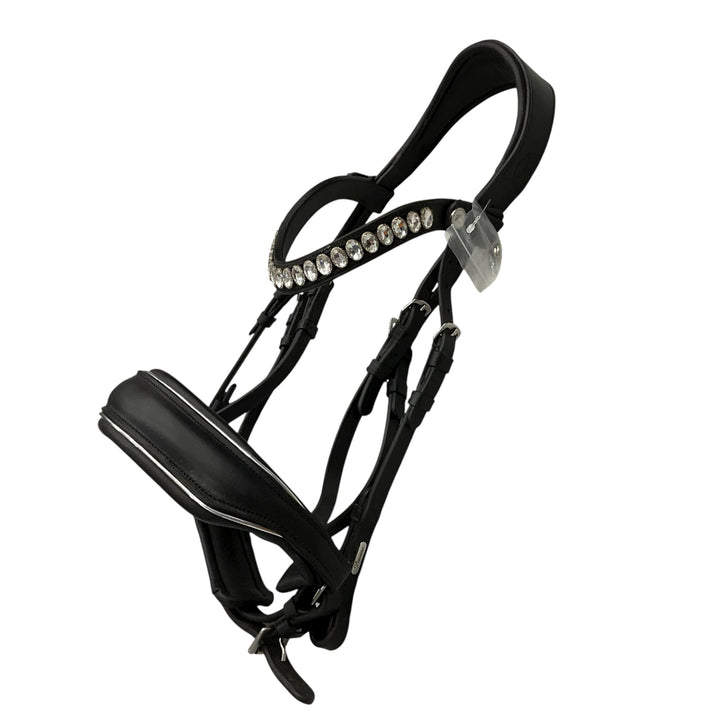 Lumiere Cob Bling Dressage Bridle w/ Padded Noseband Black- H