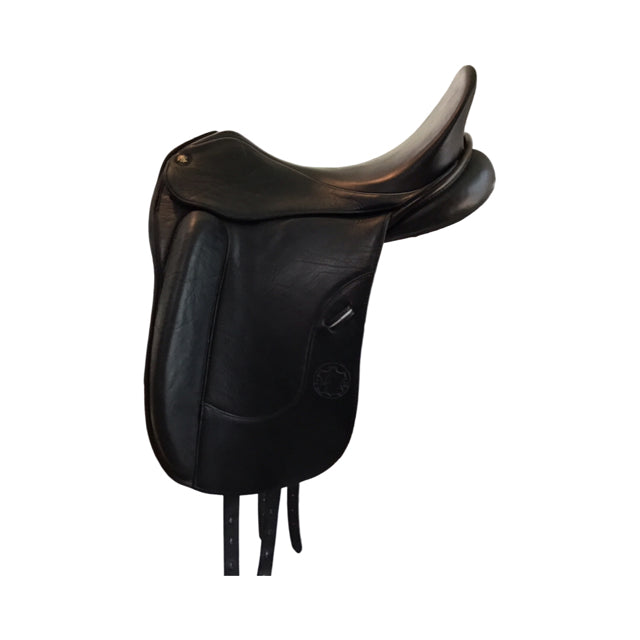 17.5" Hennig Euro American Sofa Medium Tree Used Dressage Saddle - C