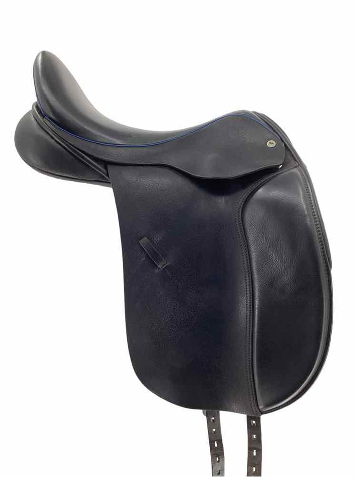 Black Country Eloquence black/ blue trim long flap for tall rider used dressage