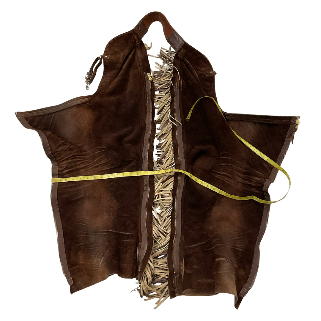 Women's Full Leather Chaps w/ Fringe and Snakeskin Piping Brown Used