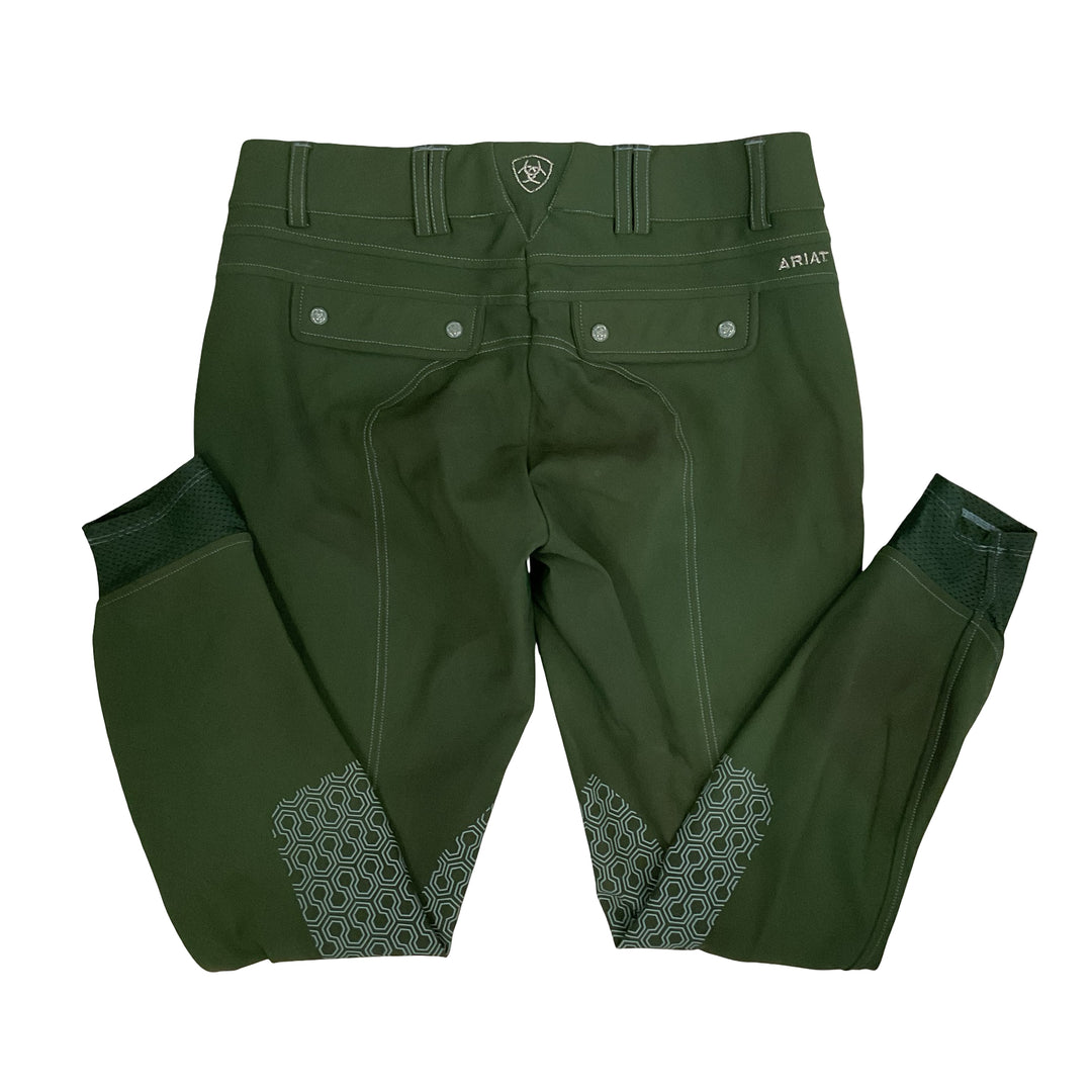 Ariat Women's 30 Tri Factor Knee Patch Schooling Breech Green Used