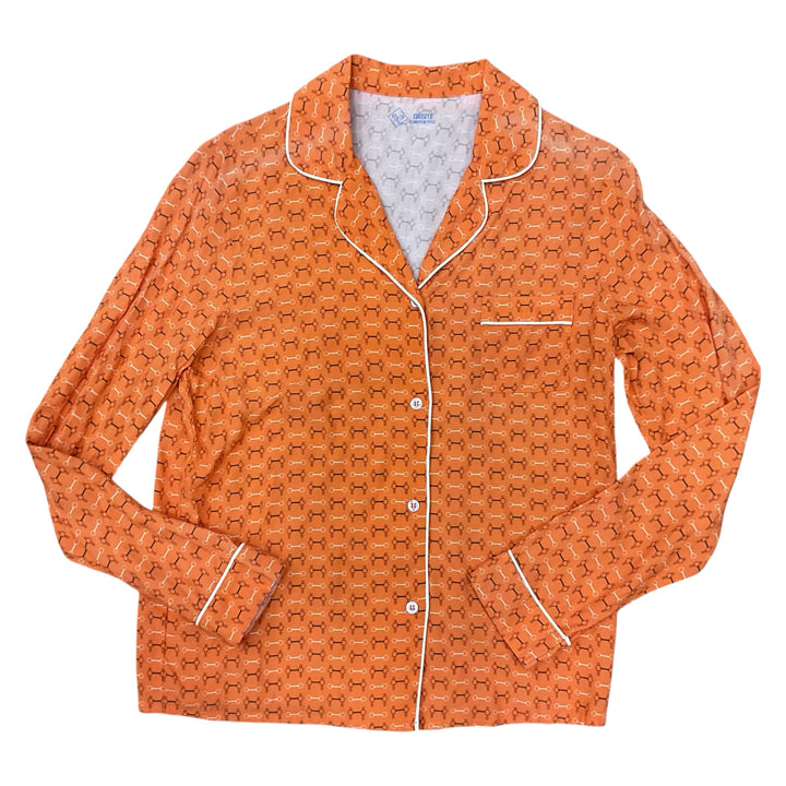 Equisite Women's Small Layla Pajama Top Orange Bit Print New - H