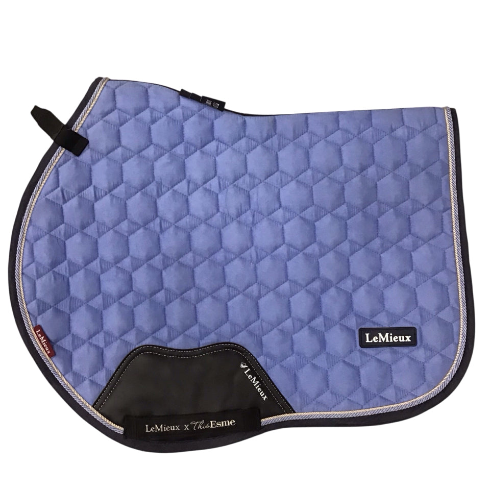 LeMieux Small Eurojump Suede All Purpose Saddle Pad Corn Blue Used - H