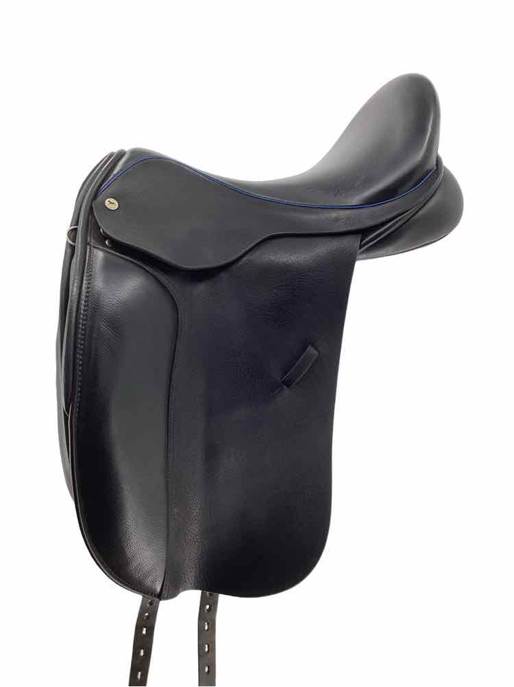 Black Country Eloquence black/ blue trim long flap for tall rider used dressage