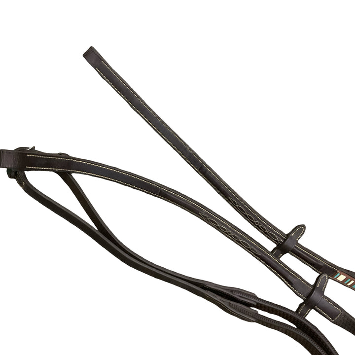 Voltaire Fancy Stitch Rubber Reins Brown Used - H