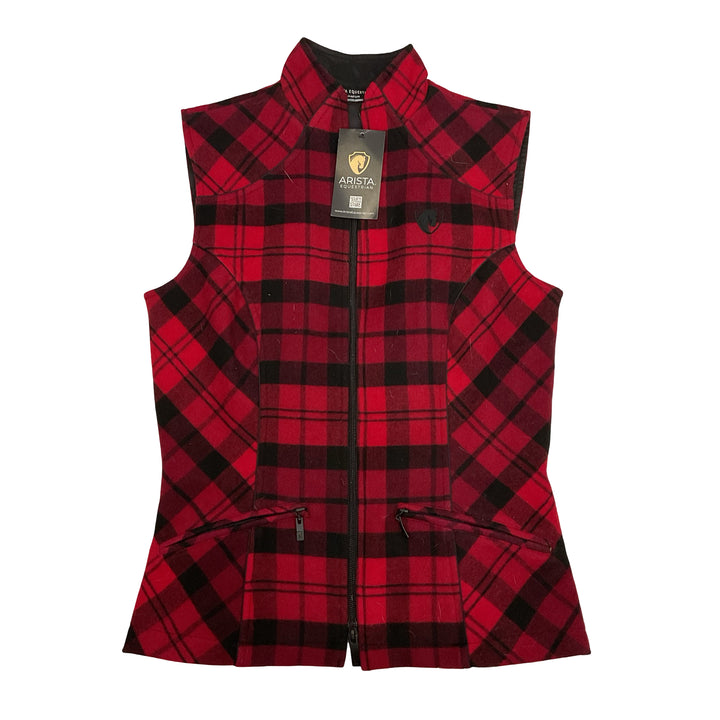 Arista Women's Medium Red Plaid Fleece Vest New - H