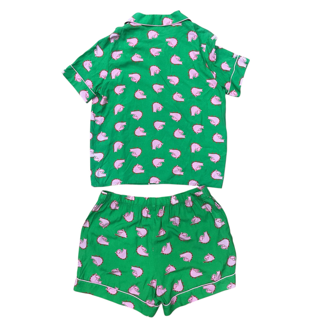 Equisite Women's Large Layla Pajama Set Green/Pink Print New - H