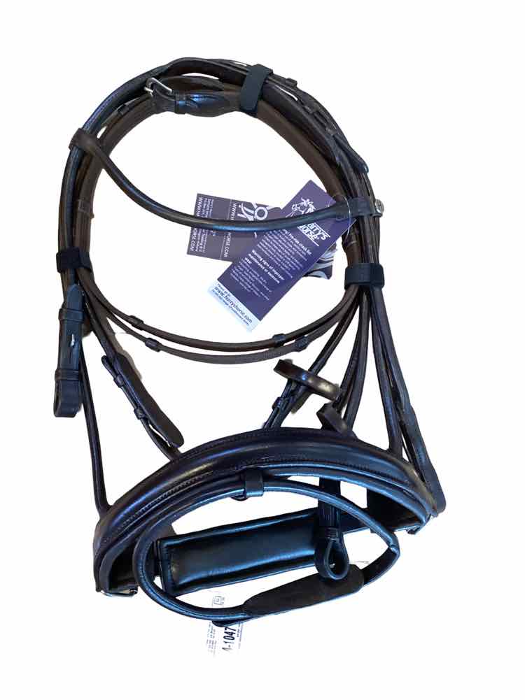 Harrys horse dark brown rolled leather bridle B